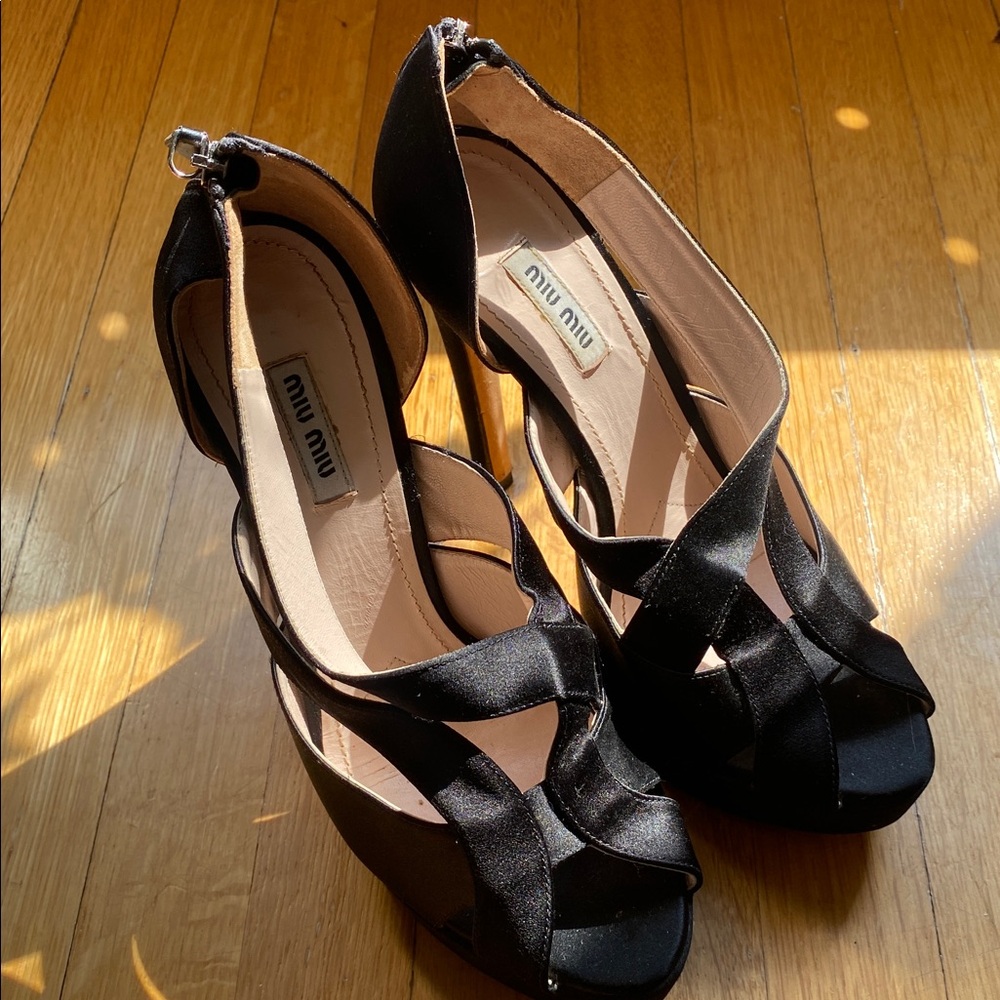 Miu Miu Black Satin Heels